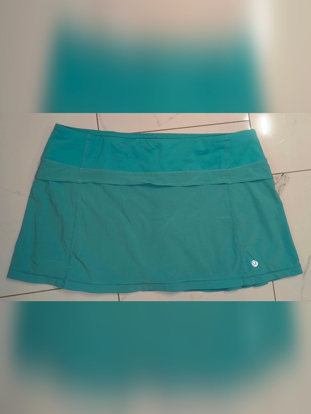 Lululemon Run Speed Skirt wet.DRY.warm. Sz8 Pleated Tennis Skirt/Skort Teal GUC